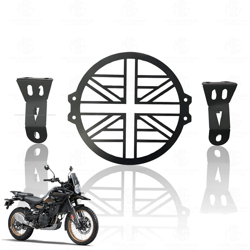 Moto Genius Front Headlight Grill Guard for RE Himalayan 450 Motorbike | Plus Design Bike Headlight Grill(Black)