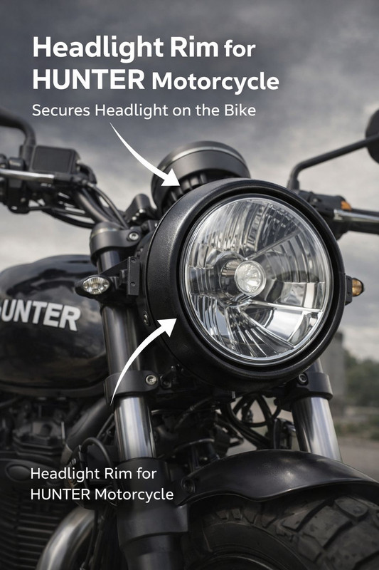 BikeFashionMart Best Quality Head Light Rim For Hunter 350 Bike Headlight Grill(Black)