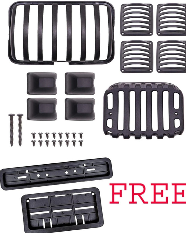 SKR Grill set hero splender plus with number plate frame set free Bike Headlight Grill(Black)
