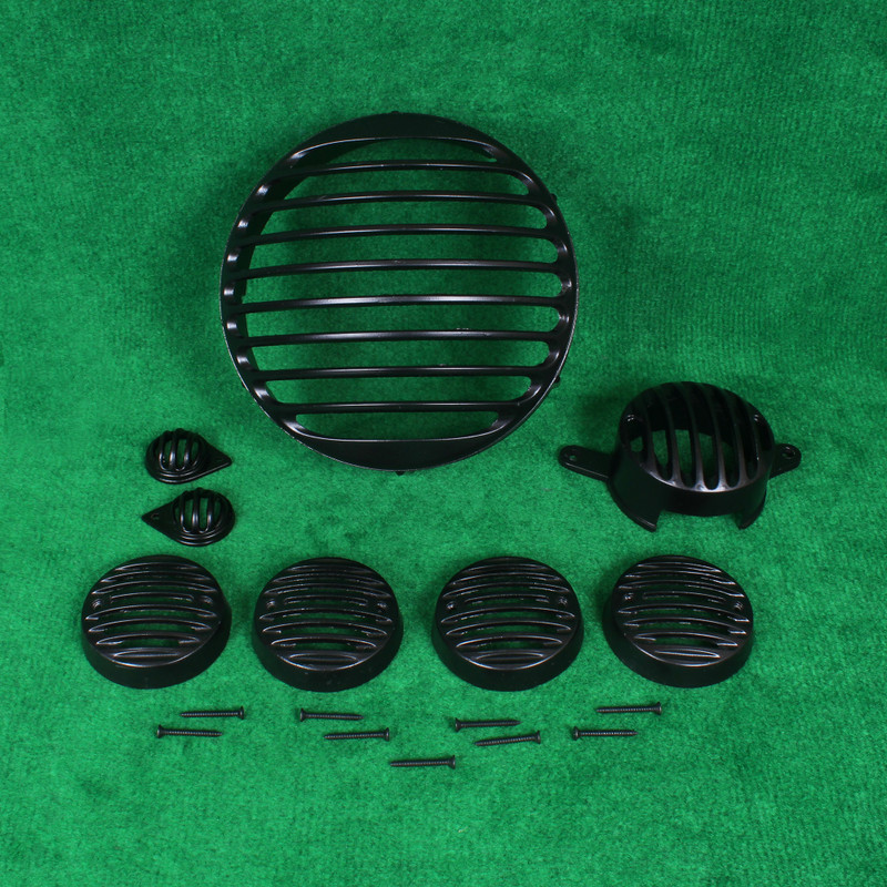 MEYOU BULLET CLASSIC 6 LINE GRILL SET FOR CLASSIC ALL MODELS (SET OF 8)MADE IN INDIA Bike Headlight Grill(Black)