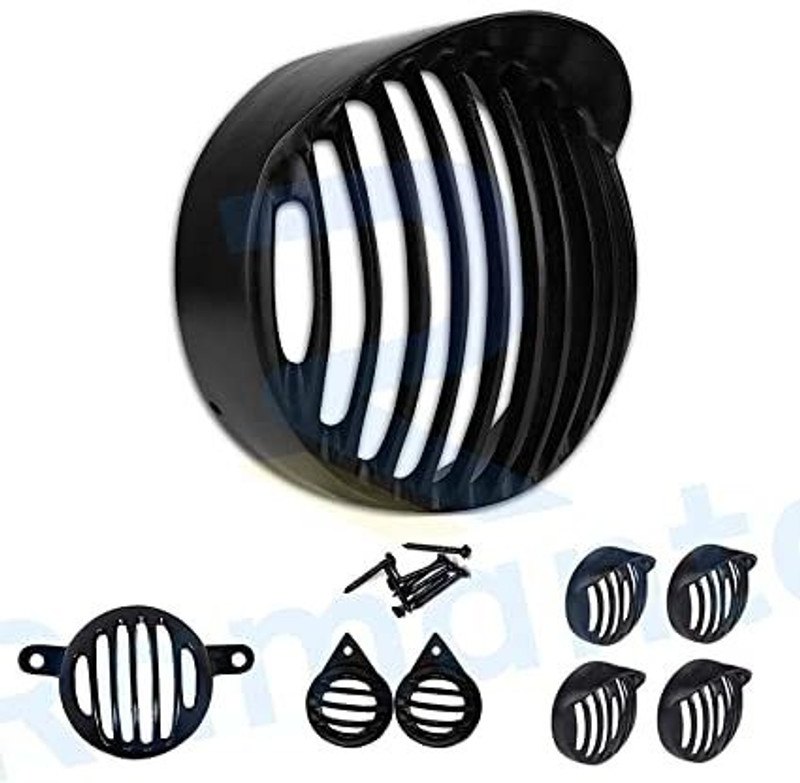 inayat Complete Metal Headlight, Taillight, Indicators Grills Set Compatible Bike Headlight Grill(Black)