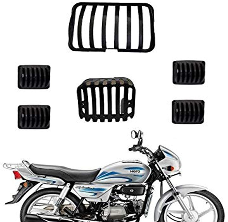 victrix Plastic Combo Headlight Grill Indicator Grill Tail Light Grill Bike Headlight Grill(Black)