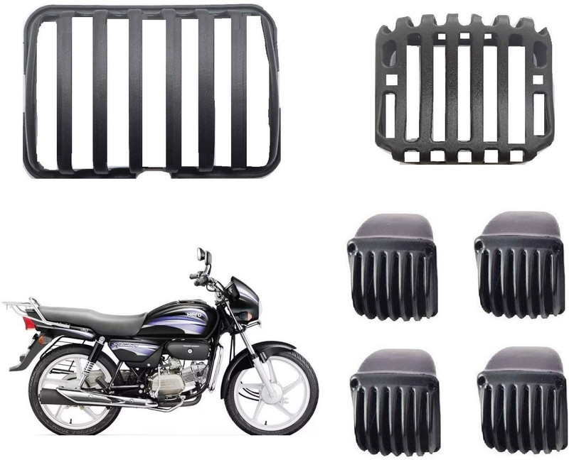 AXWee Splendor Grill Set of Headlight Indicators and Taillight set Bike Headlight Grill(Black)