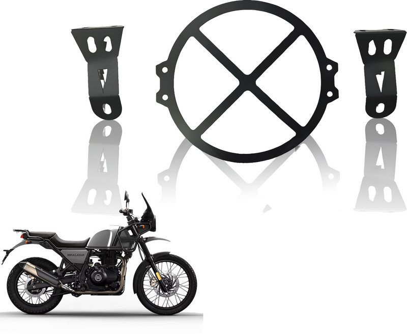 Moto Genius Front Headlight Grill Guard | Durable Metal Protector (X Design) for Bike Headlight Grill(Black)