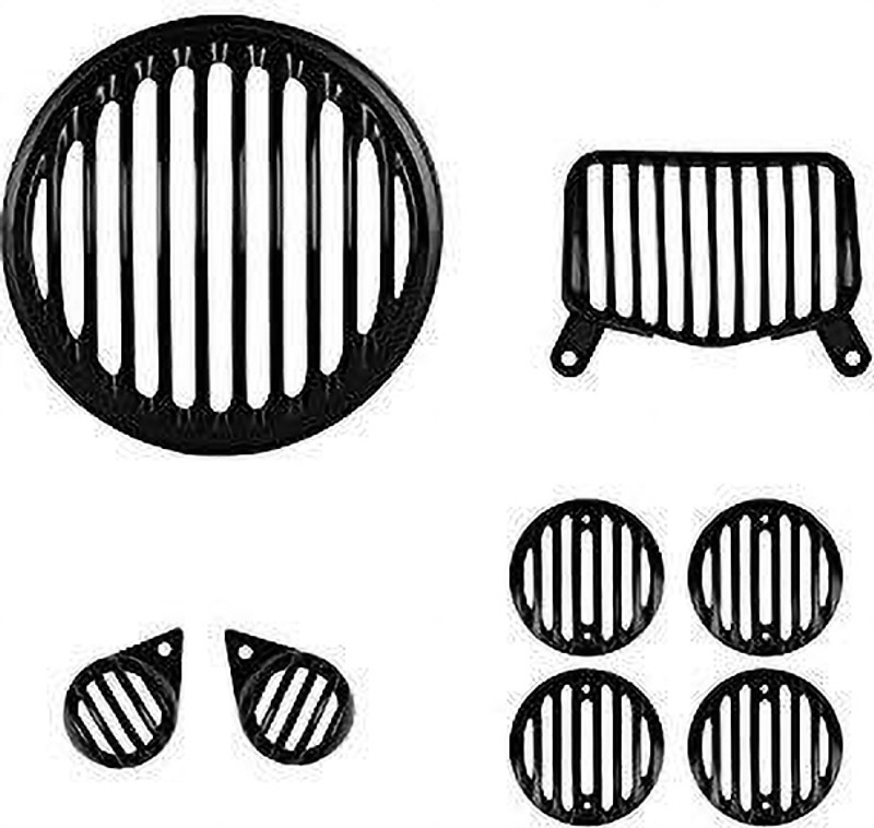 Golden Fox Heavy Metal Headlight Grill SET Compatible with RE Standard 350 Twin Spark Bike Headlight Grill(Black)