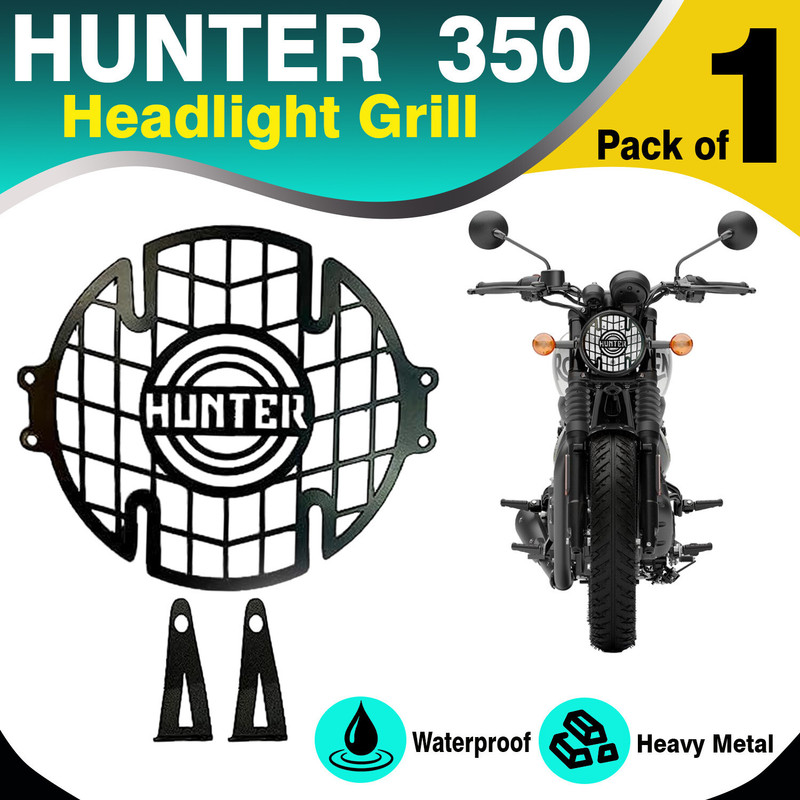 ASRYD Royal Enfield Hunter 350 headlight grill set Bike Headlight Grill(Black)