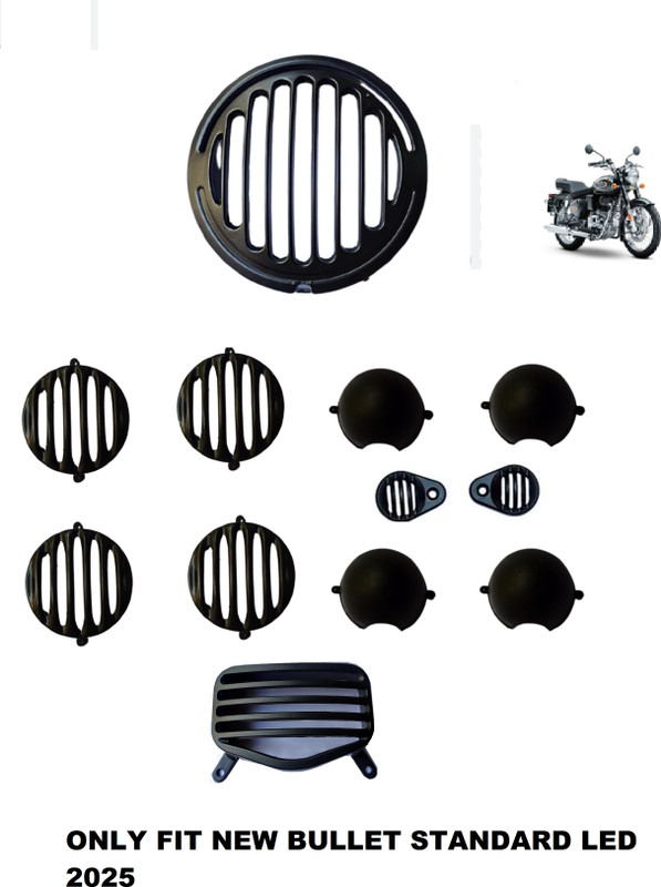 GRILLO Standard Bullet headlight grill set FOR BATTALION BLACK STANDARD 350 Bike Headlight Grill(Black)