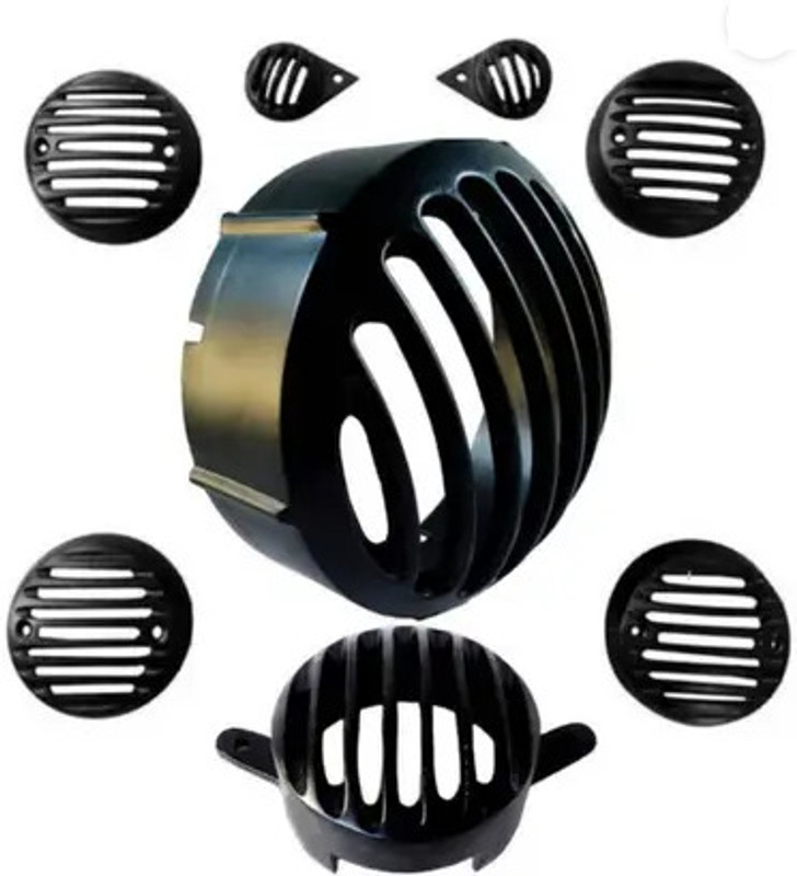 GRILLO CMetal Head Light+Tail light+Indicatorsover Set For Classic 350 OLD MODEL Bike Headlight Grill(Black)