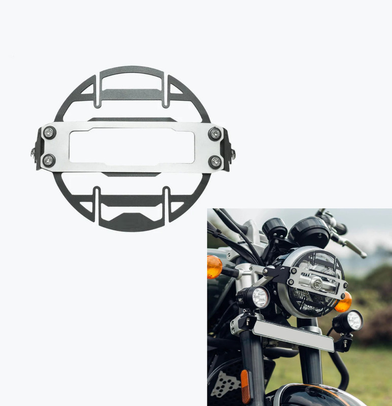 acube mart Super Meteor 650 Cosmic Headlight Grill Bike Headlight Grill(Black, Silver)