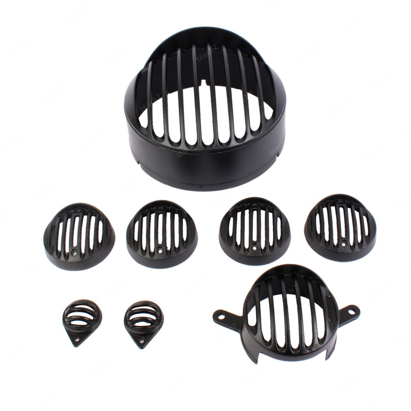 Nidhi Complete Head Light Grill Set Shade Bullet Classic 350/500 Set Of 8 Bike Headlight Grill(Black)