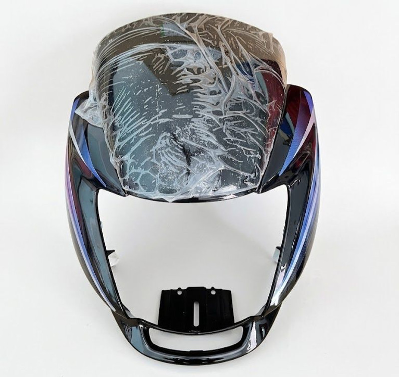 KTC Premium Passion pro Digital Black blue visor with glass Bike Headlight Visor