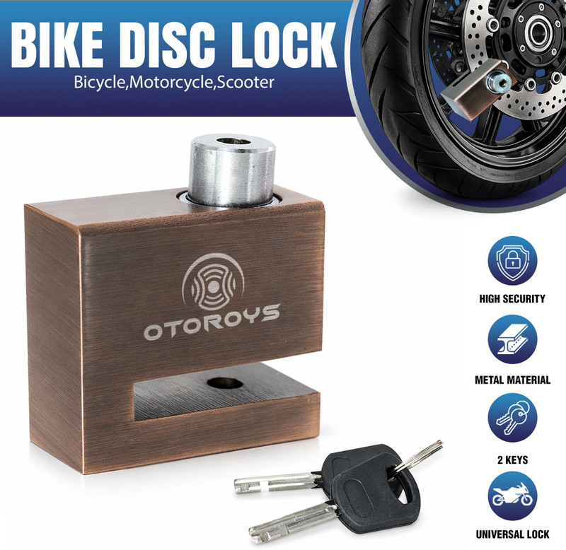Otoroys Motorcycle Disc Brake Lock, Heavy Duty Stainless Steel, 7mm Pin Anti-Theft Wheel Security Lock for Bike and Motorcycle, Painted Finish Disc Lock(Brown)