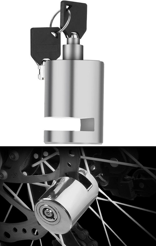 AIRSKY Heavy Duty Stainless Steel Chrome Security Anti-Theft Lock for Motorcycle compatible with All Bikes Disc Lock(Silver)