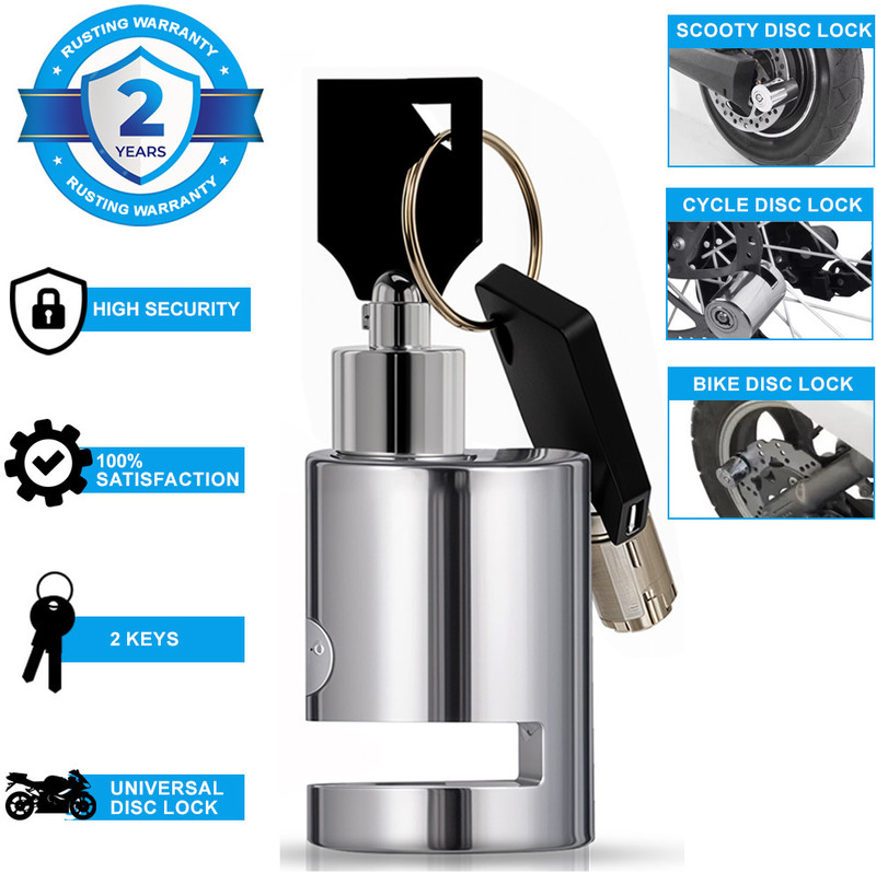 OTO2EYE Universal Bike Disc Brake Lock Set Bike Safety Mini Anti-Theft Stainless Steel Disc Brake Lock Waterproof Disc Lock(Steel)