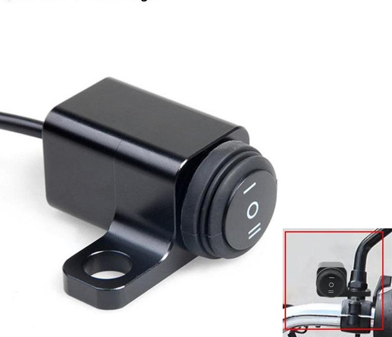 AMIRIDE NEW 12V Switch Motorcycle ON-OFF-ON Switch Button Waterproof 16 A Bike Mobile Charger