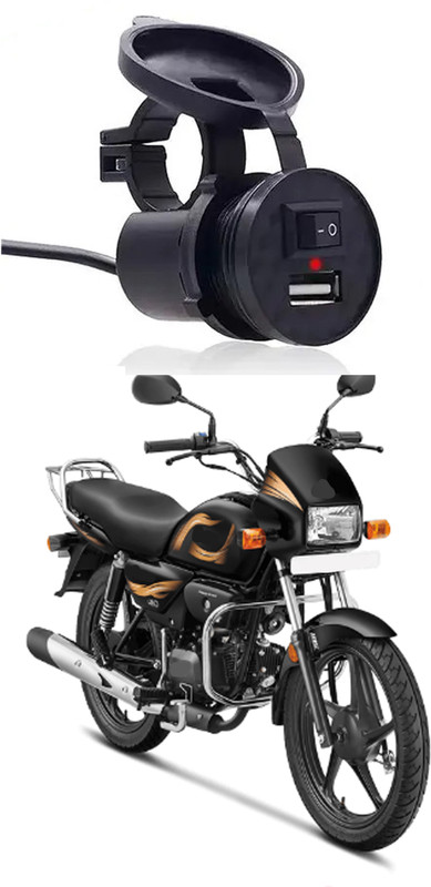 MOTORMANIA Mono USB Charger Socket Power Outlet 5V 2A For Splendor Plus Black Accent 1.2 A Bike Mobile Charger
