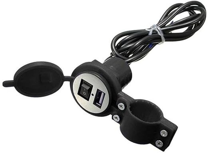Philomena USB Charger with Switch for Bike Motorcycle and Cars Silicone Waterproof 2.1 A Bike Mobile Charger