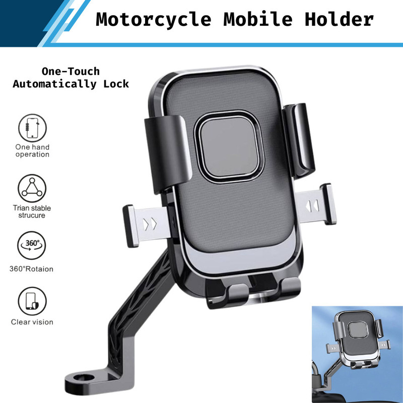 Autozap Mobile Holder for Bicycle, Motorcycle, Scooty Universal Bike Mobile Holder(Black)