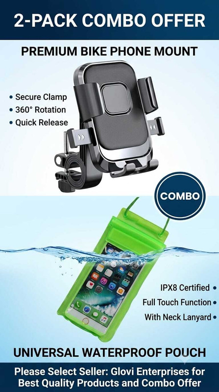 Glovi Glovi Universal Anti-Shake Bike Mobile Holder with Waterproof Pouch Bike Mobile Holder(Black)