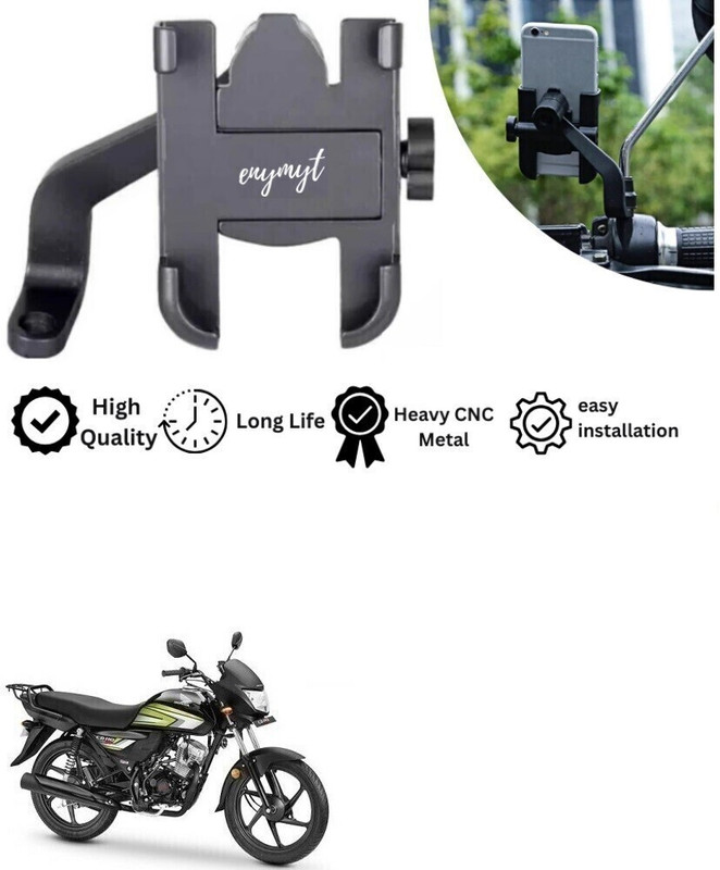 Hench Universal Bike Holder Verson 2.0 Metal Body 360 Rotating Mirror for Motorcycle Bike Mobile Holder(Black, Grey)