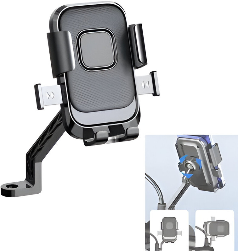 TRUWEL XY-089 Bike/Scooty Mobile Holder | 360° Rotation | Lock Clamp | GPS & Navigation Bike Mobile Holder(Black)