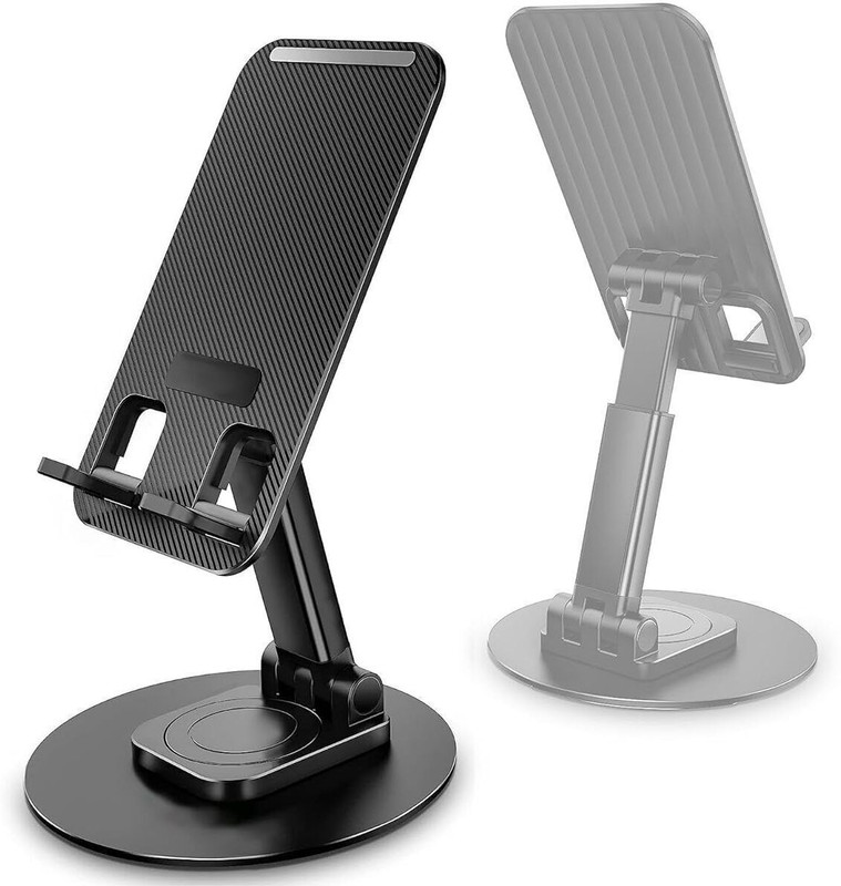 dikvelp Metal Base Phone Stand Holder 360° Rotatable Mobile Stand for Table Bike Mobile Holder(Black)