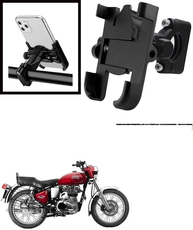 Hench 360 Degree Rotating Mirror Universal Bike Mount Holder Version 2 Metal Body Bike Mobile Holder(Black)