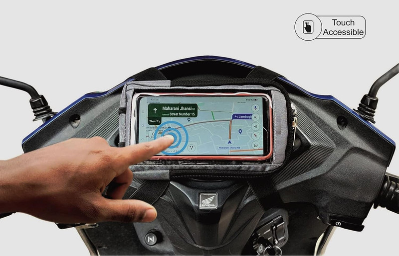 KASHAF ENTERPRISES Mobile Holder Bag Pouch For Activa Jupiter Ola S1 Zypp All Scooter Scooty 7 inch Bike Mobile Holder(Black)