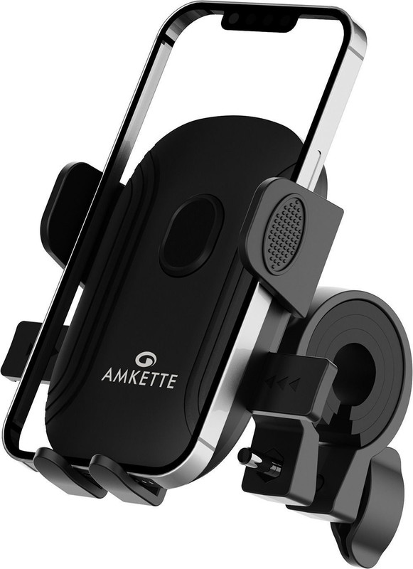 AMKETTE iGrip Secure S Phone Mount with 360° Rotational 3-Layer Grip, Fits 3.5”–7” Bike Mobile Holder(Black)