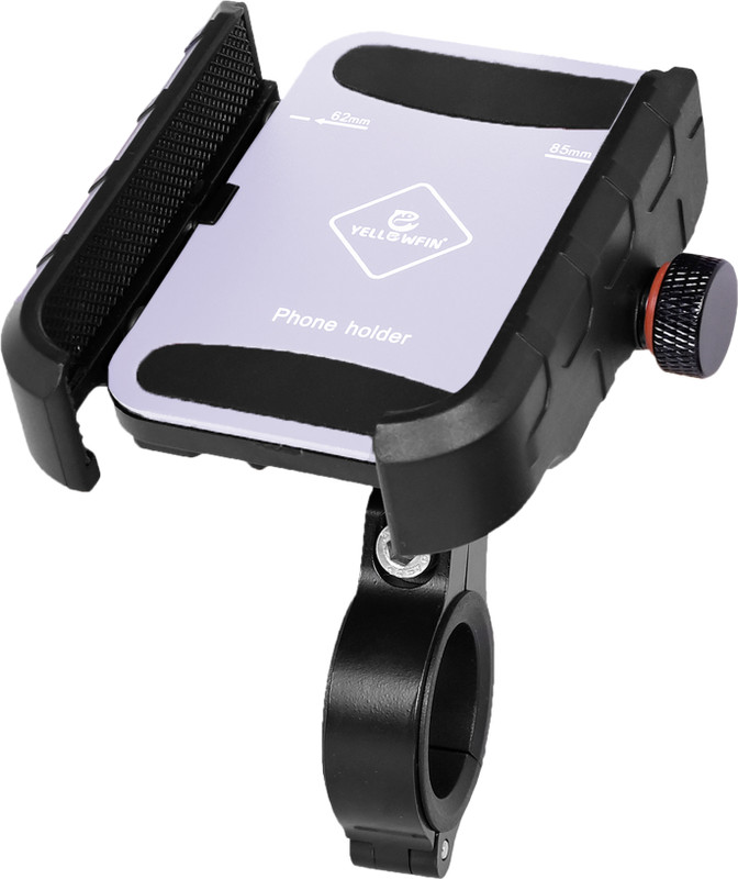 Yellowfin Jaw Grip Aluminium Alloy without charger 360° Rotation adjustable to Handlebar & Mirror Mount for Maps and GPS Navigation Motorcycle/Scooter/Cycle/Bicycle/ Bike Mobile Holder(Silver)