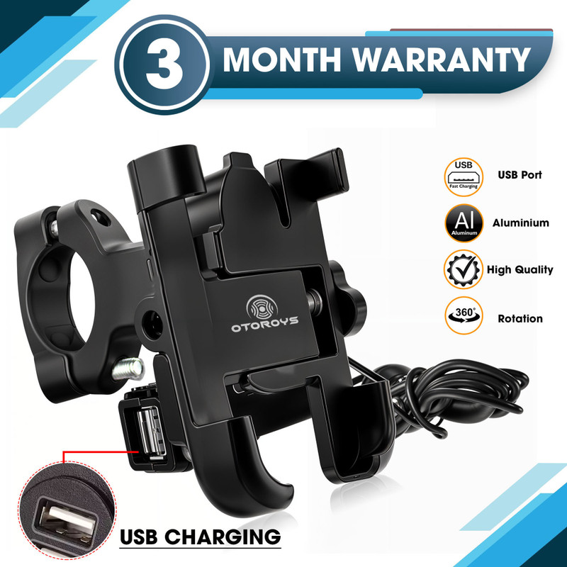 Otoroys Universal Bike Mount Holder Metal Body 360 Degree Rotating Handlebar Metal...