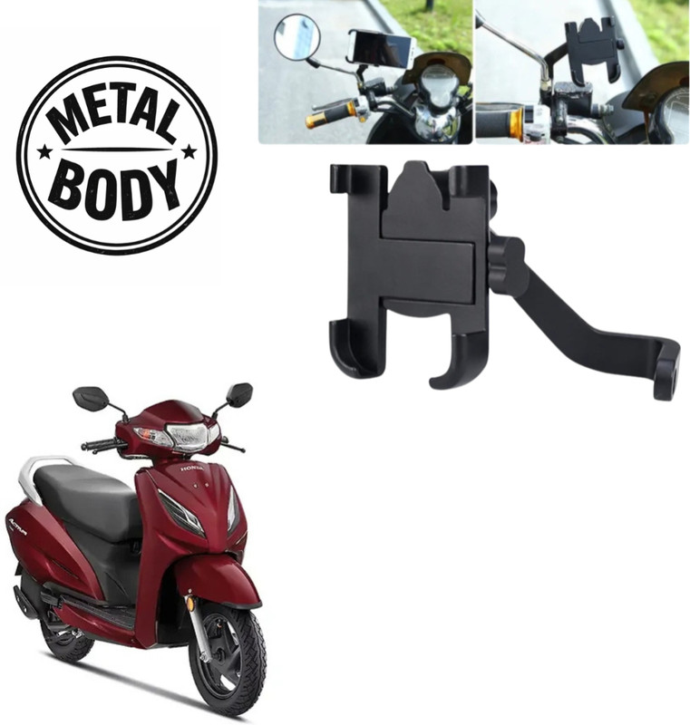 DriveXpert Universal Bike & Scooty Mobile Holder C2 – Metal Body, 360° Rotation Bike Mobile Holder(Black)