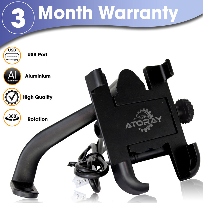 Atoray Bike Holder Mobile Holder With Usb Holder Bike Mobile Holder(Black)