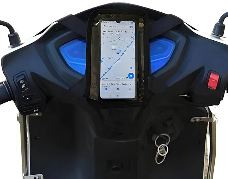 ALLESXFIT Polyester Handlebar Mobile Holder for Scooty Scooter Phone Pouch Bag Bike Mobile Holder(Black)