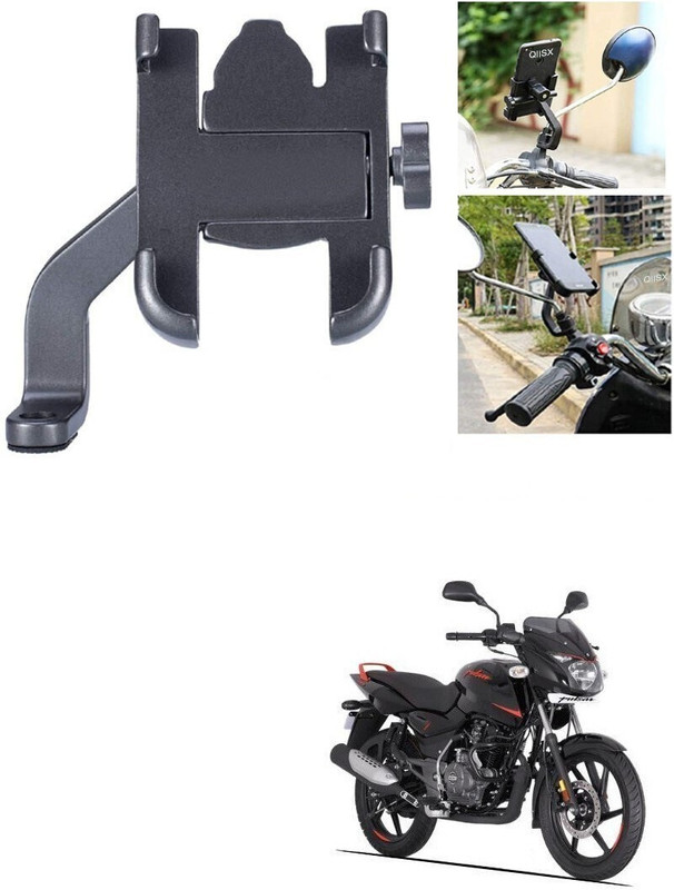 Hench Mirror Fitting Metal Mobile Holder For Bajaj Pulsar 125 Neon Bike Mobile Holder(Black)