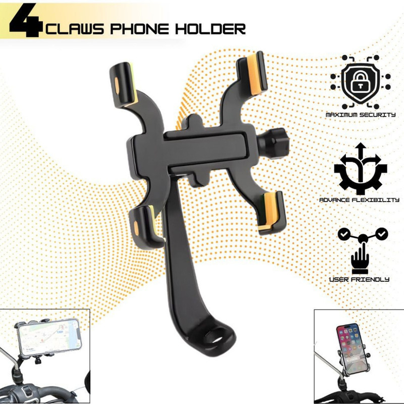 Autozap Motorcycle & Scooty Heavy Metal Phone Holder | Rotatable 360 Degree Bike Mobile Holder(Black)