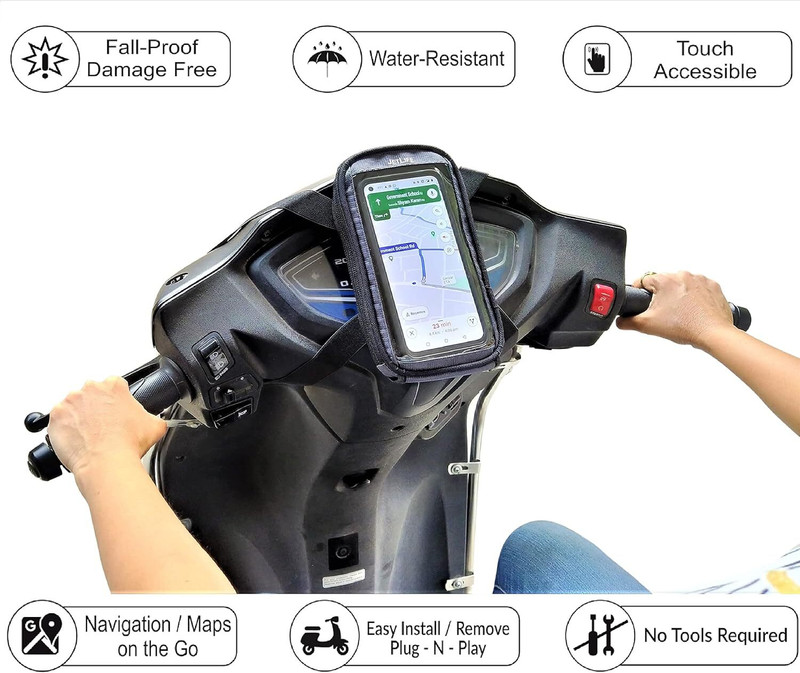 Hench Phone Pouch Bag for Activa Jupiter Ntorq Access Ather Ola-S1 Pleasure Waterproof Bike Mobile Holder(Black)