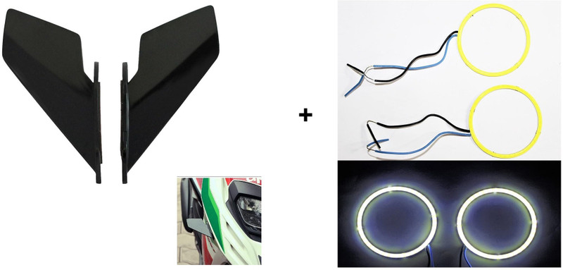 VermsBikers KTM RC200/390 RING LIGHT white+Universal Small Wings winglet Black Projector Lens