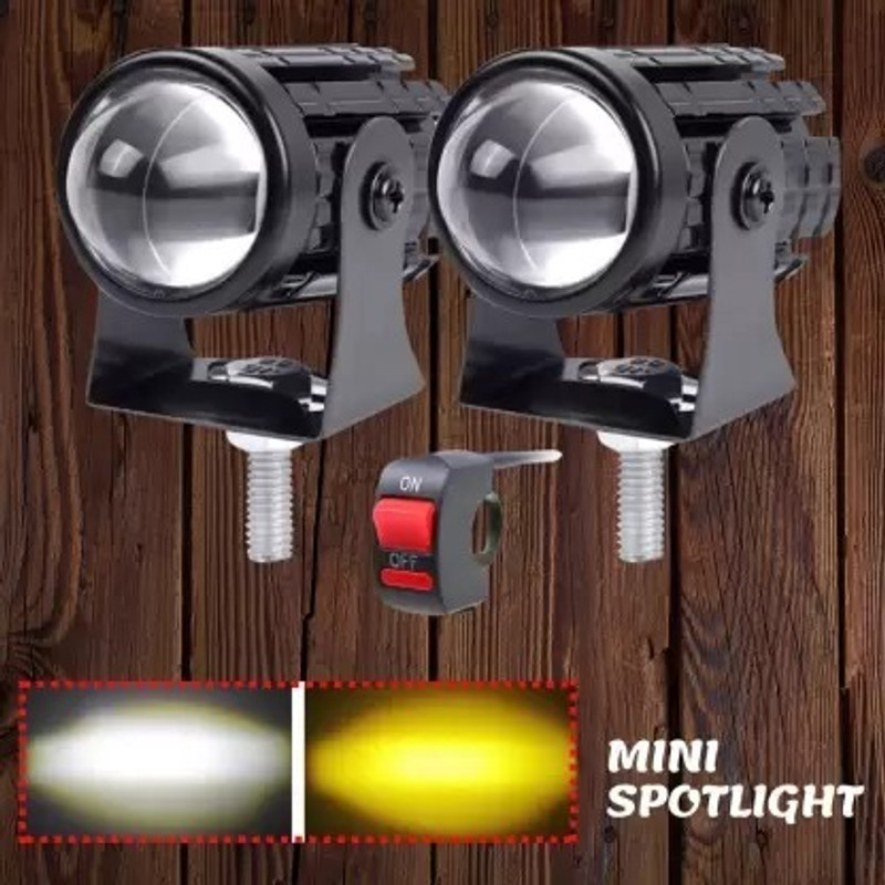 BRIGHT MODE Led Fog Light White/Yellow Metal Body with Turn On/Off Switch, Projector Lens
