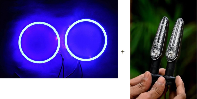 VermsBikers RS 200 ring light blue+ Bike Led Running Indicator for all Bikes Set of 2 Projector Lens