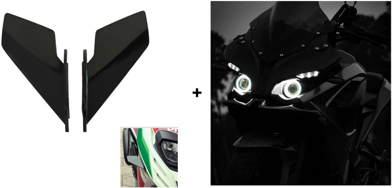 VermsBikers rs200 Ring light suitable for rs200 2pcs+Universal Small Wings winglet Black Projector Lens