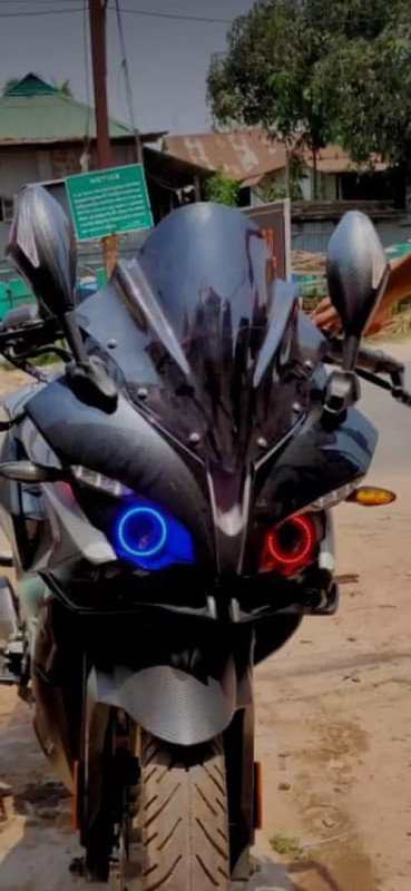 VermsBikers Angel Eyes Blue red cops Headlight Ring Light (Set of 2) Projector Lens