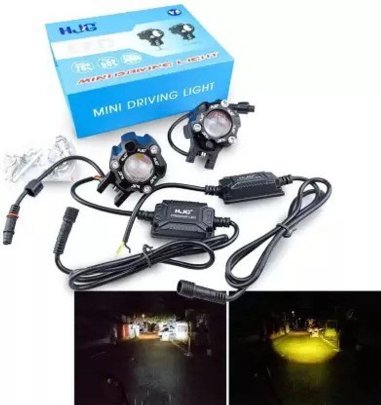 BSI HJG Mini Driving Fog Light for All Motorcycle Dual Function White-Yellow Fog LED Projector Lens