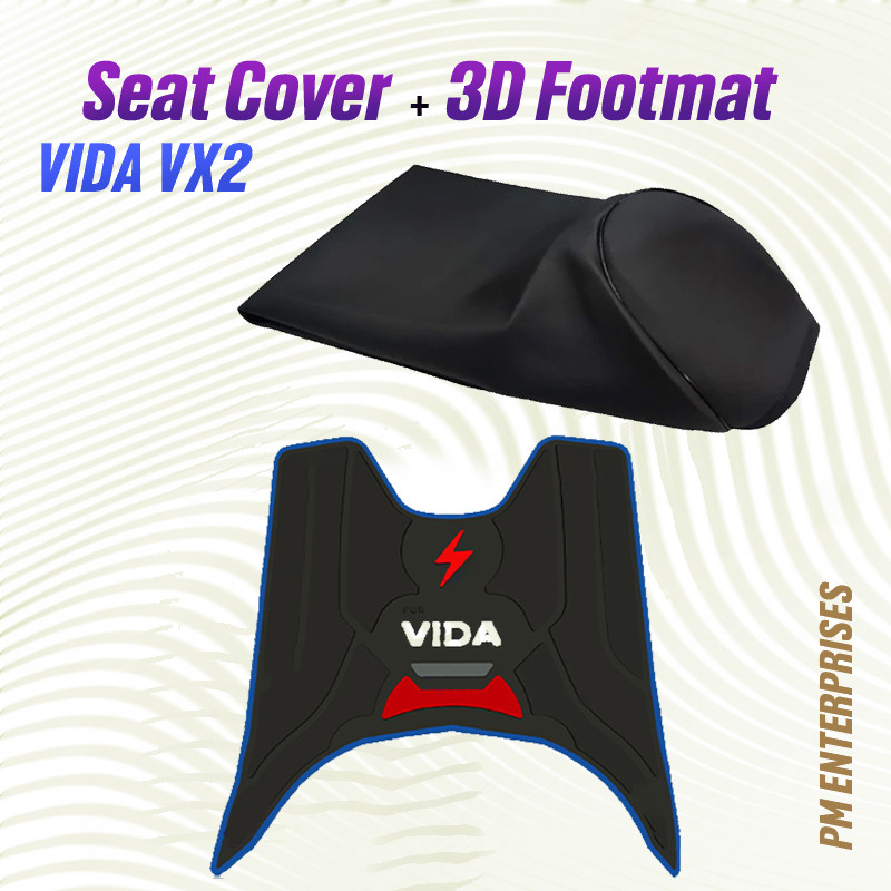 PM Enterprises VIDA VX2 Seat Cover with Premium 3D Footmat Single Bike Seat Cover For NA Universal For Bike