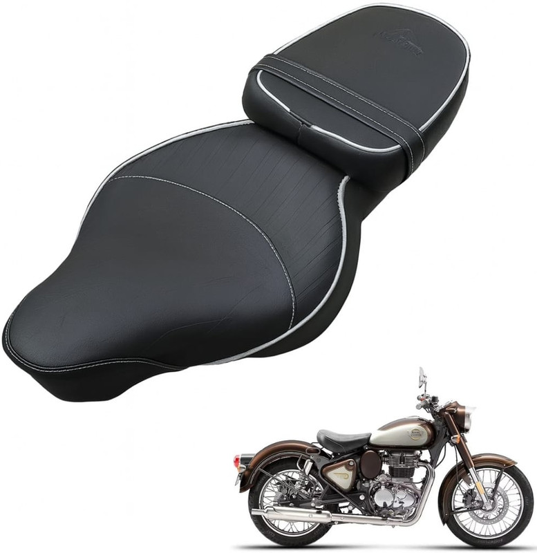 Khajanchi Low Height Touring Seat For Reborn Classic Bs-6 / Bullet 350 Bs6 (2022-2026) Single Bike Seat Cover For Royal Enfield Classic 350, Classic