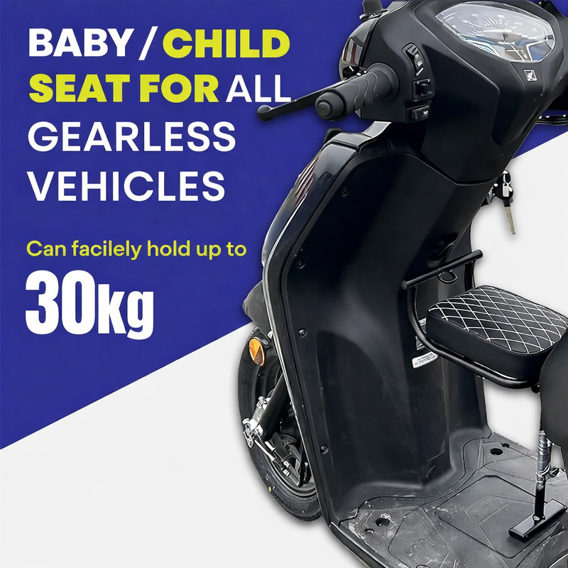 ZENVIXXO Universal Black Folding Baby Seat Compatible for All Scooty Single Bike Seat Cover For Universal For Bike Activa, Activa 3G, Activa 4G, Activa 5G, Activa i, Activa 125, NTorq 125, Jupiter