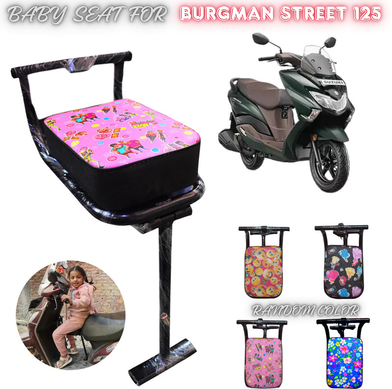 ENEMYT Riding Safel Premium ColourFul Baby Seat for Burgman Street 125 Single Bike Seat Cover For Hero, Honda, TVS, Suzuki, Universal For Bike, Ola Activa, Access, Jupiter, Ray ZR, Activa 125, Activa 3G, Activa 4G, Activa 5G, Activa 6G, Burgman