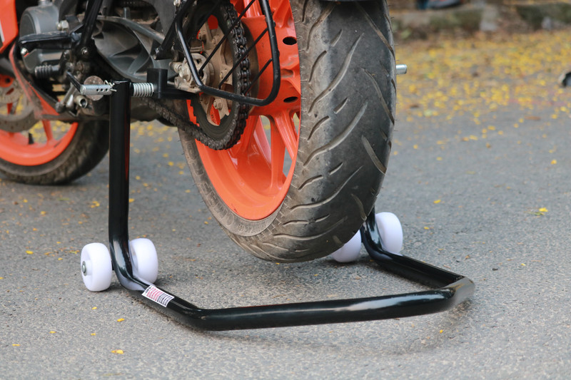 Grandbiker Rear Wheel Paddock Stand with Swing Arm Rest Bike Storage Stand(Floor Mount)