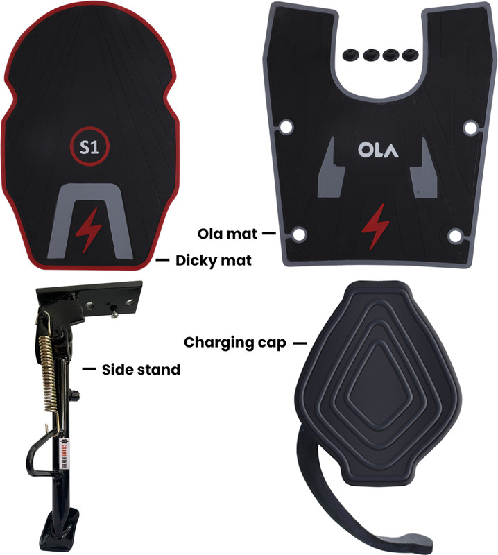 Grandbiker Side Stand, Dicky mat ,Footmat,Charger Cap S1 Pro 2nd Gen, S1 PRO, Air & S1X + Bike Storage Stand(Floor Mount)