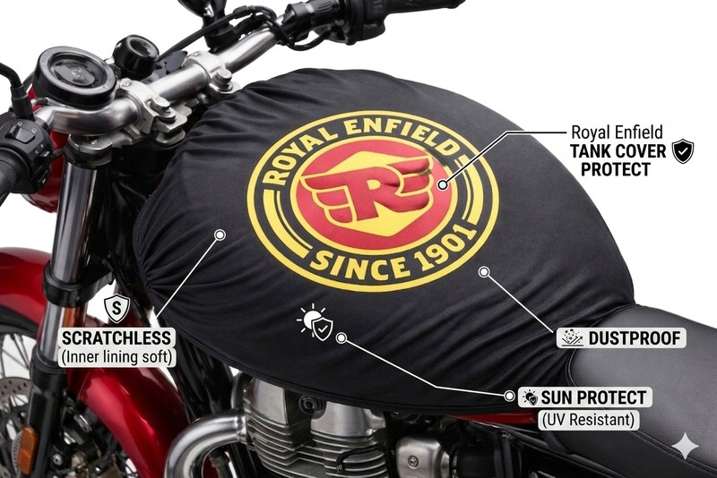 Friendlymall Royal Enfield tank cover Strap Royal Enfield Thunder Bird 350, Thunder Bird 500, Classic 350, Thunderbird 350, Classic 500 Bike Tank Cover(50 L)